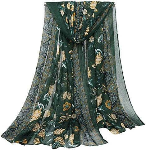 YUEER Scarf Print Blue And White Porcelain Large Shawl Long Towel Warm Large Size Beach Towel Bali Yarn,Green