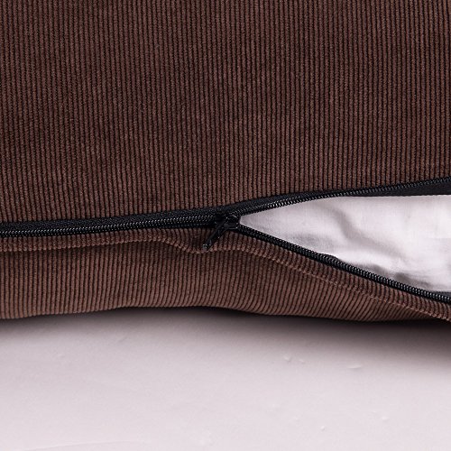 Baibu Einfach Dekorativ Sofa Kissenbezug Kissenhülle mit verdecktem Reißverschluss aus Kord in 10 modernen Farben und 6 Größen 80x80cm Braun - 3
