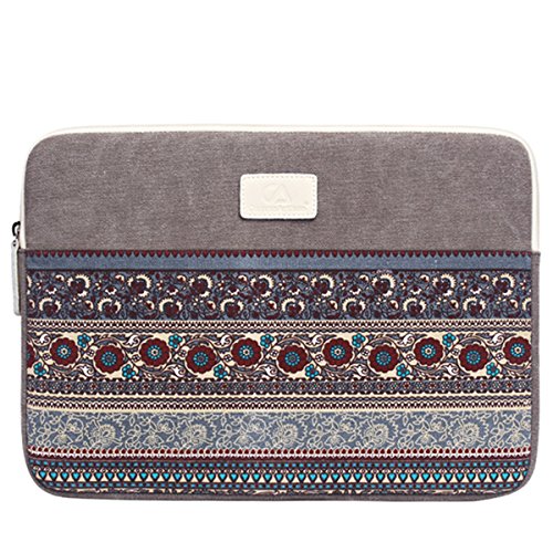 Gaofan Vintage Bohème Stil Canvas-Gewebe Hülle Sleeve Tasche für 15" -15,6" Laptop / Notebook Computer / MacBook / MacBook Pro / MacBook Air