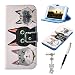 Produktbild Samsung Galaxy S7 Schutzhülle Leder Hülle ( Nein Edge ), Alfort 3 in 1 Flip Fashion Design Dual Use Falten Premium PU Leder Flip Mappen Kasten Abdeckung für Samsung Galaxy S7 ( Nein Edge ) Smartphone Funktion Unterstützte Telefone mit Drei Katzen ( Weiß ) + Netter Staub Stecker + Kristall Stylus Stift