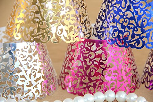 24 Cupcake Wrapper Filigrane glänzend pink - 4