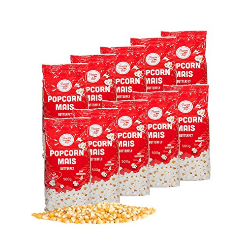 Popcorn Mais Butterfly 10 x 500g für Popcornmaschine Popcornloop Beste Gold Qualität Ohne Gentechnik Vegan Glutenfrei