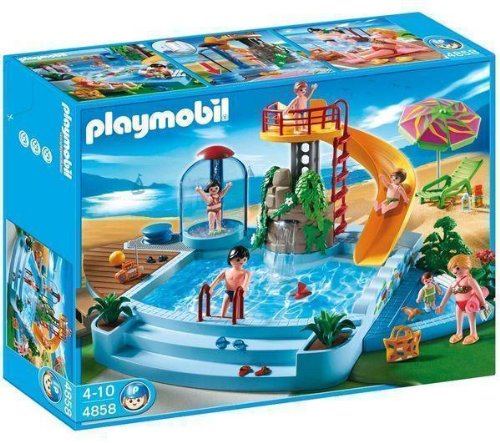 Preisvergleich Produktbild PLAYMOBIL 4858 – Pool mit Rutsche + 4864 – Planschbecken