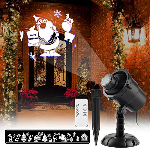Luces de Proyector LED Luz de Proyección Impermeable con Diapositivas Controlador Remoto para la Iluminación Interior Exterior Luces Decoración de Jardín Casa para Año Nuevo (Navidad Proyector)