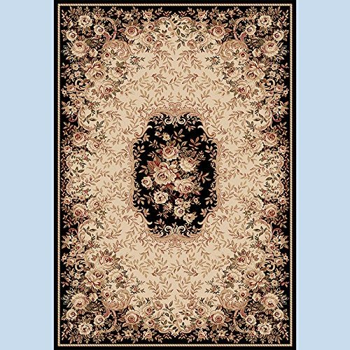 DECORHAN Tailor-Made Turkish Carpets Luxury Black High Density 1.5 Million-Pin Living Room Coffee Table Bedroom Rugs, 1.6 M Round 1.5 Million Needles Weighs 15 Pounds, 2008 Black