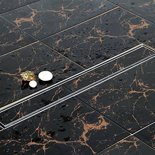 Yorbay Edelstahl Duschrinne Bodenablauf Ablaufrinne 50cm-120cm für Badezimmer (Befliesbar, 80cm) - 2