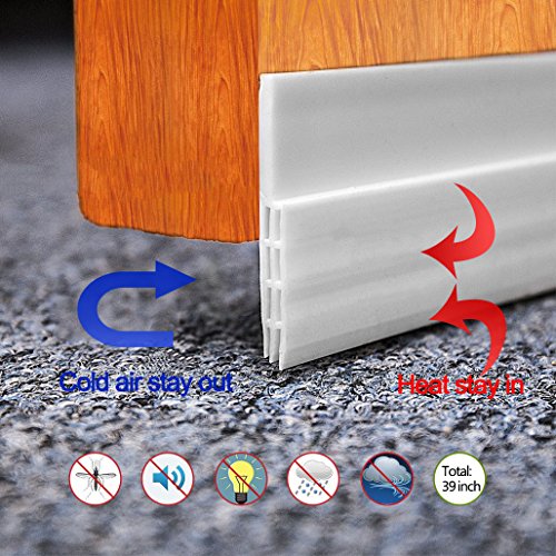 Burlete Puerta, XiDe 100 x 5cm Burlete Bajo Puerta Burlete Autoadhesivo de Goma de Silicona, Antipolvo Aislamiento Acústico Prueba De Viento y Agua - blanco
