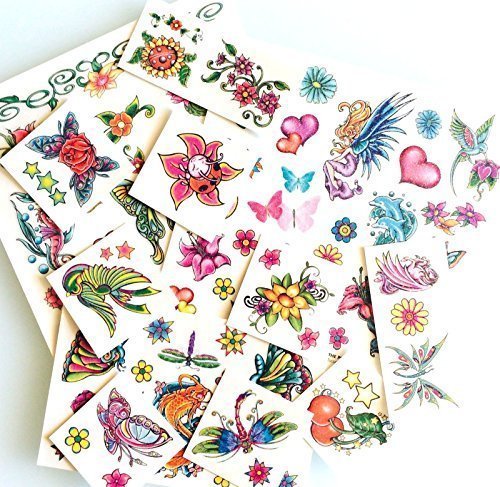 Temporary Tattoos Glitter 4 Girls 50 temporäre flash Einmal-Tattoos für Mädchen