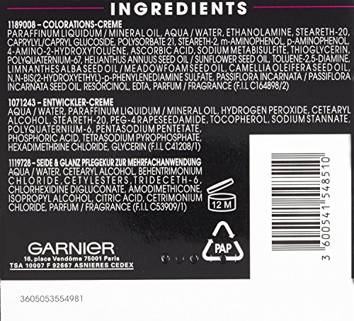Garnier Olia Haar Coloration Schwarz 1.0, Färbung für Haare enthält 60% Blumen-Öle für intensive Farbkraft – Ohne Ammoniak – 3er Pack (3 x 1 Stück) - 5