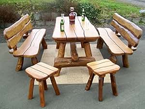 Amazon.de: creativwohnen Gartenmöbelset Rural aus rustikelem Eiche