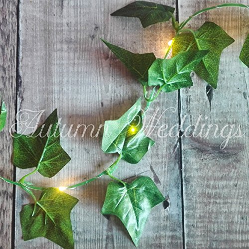 Ivy Fairy Lights / String Lights / Garland with Lights - 2.5m - Wedding Decorations - AA Battery Powered - Indoor Leaves - Leaf Garland with Lights - Fairy Lights Bedroom - Leaf Fairy Lights - Leaf Garland - Prime Delivery