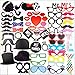 Produktbild JZK® 58 x Party Foto Verkleidung Fotoaccessoires Schnurrbart Lippen Brille Krawatte Hüten Photo Booth Props Set Fotorequisiten Partei Requisiten Hochzeit Partymitbringsel Zubehör (58 x Just Married)
