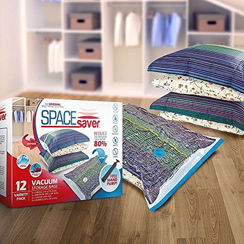 Platzsparende Premium-Vakuumbeutel, Mehrfach-Pack (3 x klein, mittel, groß & extragroß), 80% mehr Stauraum als andere Marken. Eine gratis Handpumpe für Reisen - 3