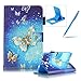 Produktbild Samsung Galaxy Tab A 7.0 Zoll SM-T280 Leder Tasche Hülle,Samsung Galaxy Tab A 7.0 Zoll SM-T280 Leichter Wallet Kickstand Hülle,Herzzer Mode Hübsch [Luxus Schmetterling Gedruckt] Shockproof Kratzfest PU leder Mappen Geldbeutel Folio Abdeckung mit Karte Bargeld Schlitz Weiche TPU Innere Kasten Hülle Case für Samsung Galaxy Tab A 7.0 Zoll SM-T280 + 1 x Frei Blau Handy Halterung Ständer + 1 x Frei Blau Stift Stylus