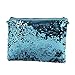 Produktbild Zolimx Damen Geldbörse Mode-Outdoor-Solid Color Pailletten Handtasche Schultertasche Tote Farbwechsel einseitige Umhängetasche Kosmetiktasche (Blau)