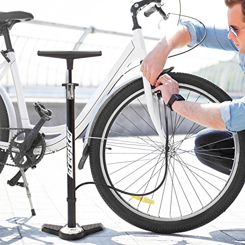 Gregster Fahrrad Luftpumpe, Standluftpumpe mit Manometer und Universal Doppelpumpenkopf, inkl. Adapter Set - 10