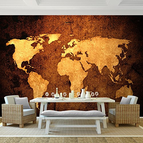 Fototapete Weltkarte 308 x 220 cm – Vliestapete – Wandtapete – Vlies Phototapete – Wand – Wandbilder XXL – !!! 100% MADE IN GERMANY !!! Runa Tapete 9015010c - 2