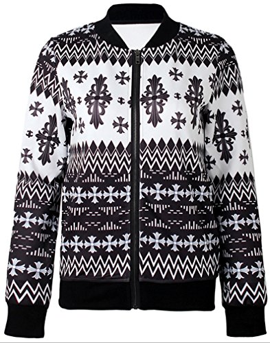 THENICE Women's Digital Print Zipper Lovers Sweatshirts (M, Flower)