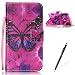 Produktbild Feeltech Hülle für Huawei Honor 7 Weich Magnet PU Brieftasche Elegant Kartenfach Extra Dünn Schutzhülle Bunte ReLife MusterKarte Halterung Klapp Ledertasche - Roter Schmetterling