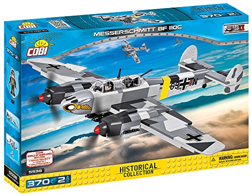 COBI- Modèle Messerschmitt BF 110 C, 5538, Gris, Noir, Jaune