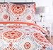 Produktbild AmazonBasics - Bettwäsche-Set, Mikrofaser, 240 x 220 cm, Korallenrot, Medaillon