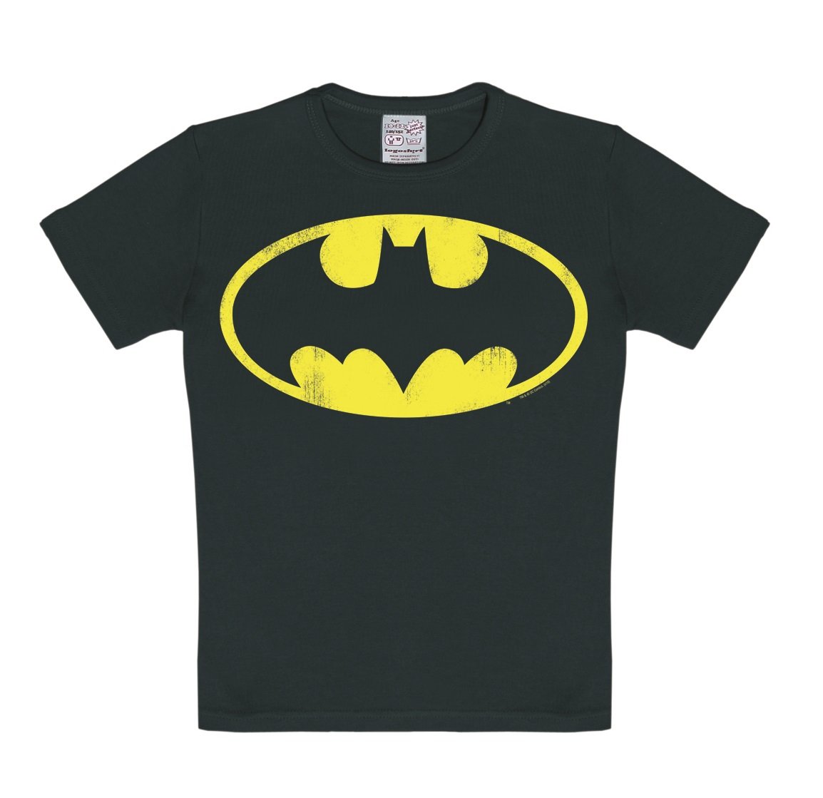 Logoshirt-DC-Comics-Superheld-Batman-Logo-T-Shirt-Kinder-Jungen-schwarz-Lizenziertes-Originaldesign