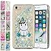Produktbild E-Mandala Apple iPhone 7 Plus 8 Plus Hülle Glitzer Flüssig Liquid Cover Handyhülle Schutzhülle Transparent mit Muster Durchsichtig Tasche Silikon - Einhorn