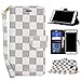 Price comparison product image Galaxy S6 Edge Plus Checkered Case, GX-LV Classic Plaid Pattern Wrist Strap Leather Wallet Case Cover with Card Slots for Samsung Galaxy S6 Edge Plus,GX-LV Retail Packaging,White
