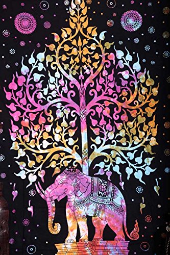 Elephant Tapisserien, Hippie-Tapisserie, Baum des Lebens Tapisserien, Wandteppiche, Bohemian Tapisserien, Indian Tapisserie Wandbehang - 2