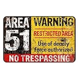 Impresión de alta calidad cadora rótulo magnético Frigorífico magnético Vintage Retro Area 51 No TRESPASSING Warning UFO Alien