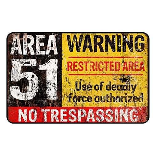 cadora Targa magnetica calamita Frigo Vintage Retro Area 51 Warning No Trespassing UFO Alien