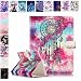 Produktbild Universal 10 Zoll Hülle mit Muster Traumfänger Feder Campanula, E-Mandala Etui Flip Case Leder Wallet Cover Tasche Tablet PC Universal 10 Zoll Hülle Schutz Schale Lederhülle mit Kartenfach Ständer Funktion Magnetisch Klapphülle Handytasche Ledertasche Zubehör Folio Smart Cover Lederhülle für iPad 4 3 2 2017 2018, Samsung Galaxy Tab A 9.7/ A6 10.1/ E 9.6/ 3/ 4 / S2 9.7/, Lenovo Tab 2 / 3 / 4 10 Zoll, Lenovo Tab 3 10 Plus, HUAWEI MediaPad M3 lite / T3