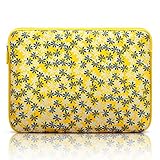 Arvok 13.3 14 Pouces Housse Ordinateur Portable en Néoprène Pochette Sacoche pour Chromebook Ultrabook Netbook Tablette (Jaune avec des Fleurs)