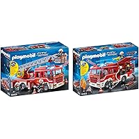PLAYMOBIL 9463 Spielzeug-Feuerwehr-Leiterfahrzeug & 9464 Spielzeug-Feuerwehr-Rüstfahrzeug