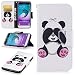Produktbild Samsung Galaxy J3 Hülle Leder Flip Case Niedlich Panda Muster, Samsung Galaxy J3 2016 DUOS Lederhülle Protective Cover Ledertasche Handyhülle Wallet Brieftasche Tasche Schutzhülle mit Kartenfach Standfunktion, Schwarz Augen