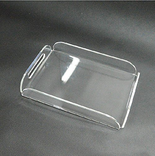 Umei Clear Acrylic Serving Tray, Coffee Table Tray Breakfast Tray with Handles