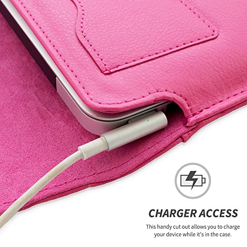 Snugg Ledertasche f  r Apple MacBook Air 13  und Pro 13  mit Retina       Hot Pink