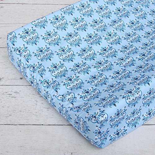 Caden Lane Damask Changing Pad Cover, Blue
