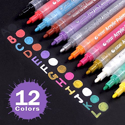 Book's Cover ofMarqueur Peinture Acrylique Jansroad 12 Couleurs Marqueur Permanent pour DIY dessin coloriage sur bois pierres tissu verre céramique Cadeau de Noël Bricolage