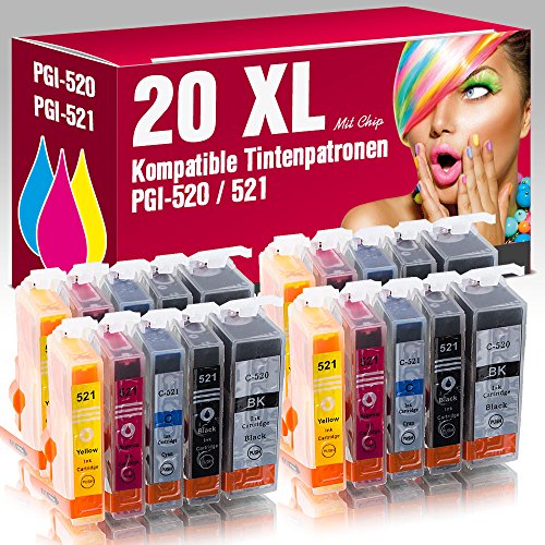 ms-point® 20 kompatible Patronen für Canon Pixma IP3600 IP4600 IP4600X IP4700 MP540 MP550 MP560 MP620 MP630 MP640 MP640R MP980 MP990 MX860 MX870 MX870 Series PGI-520 CLI-521