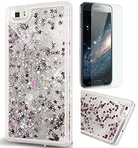 Preisvergleich Produktbild Nnopbeclik Huawei P8 Lite Hülle 3D Flüssigkeit Schutzhülle Transparent Durchsichtige Handytasche Glänzend Glitzer Star Sterne Fließen Flüssig Flüssigkeit Handyhülle Handy Hülle Case Tasche Crystal Case Durchsichtig Schutzhülle Etui Bumper Für Huawei P8 Lite + 1x Display Schutzfolie Folie