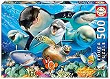 puzzle 500 piezas medidas Divertido puzzle de animales acuáticos posando juntos en una misma foto