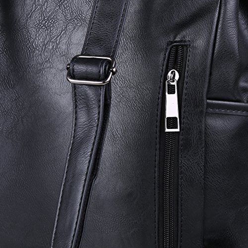 Koolertron Retro Kunstleder Vintage Fashion Unisex School Student Laptop(14″) Rucksack Wanderrucksack Hiking Backpack Damen Herren Schultertasche Rucksack Für Camping Reise Geeignet für Acer Aspire, MacBook, iPhone, iPad und Samsung Tablet drei Farbe (Schwarz) - 7