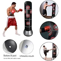 YAVOCOS Boxsack Aufblasbarer Schwerer Boxsack Freistehender Tumbler Trainingssack mit Luftpumpe Pedalpumpe