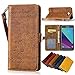 Produktbild Samsung Galaxy J3 2017 Leder Hülle,Handy Hülle Tasche Samsung Galaxy J3 2017,Ledertasche für Samsung Galaxy J3 2017,Leweiany Handytasche Samsung Galaxy J3 2017 Schutzhülle aus Echt-Leder Retro Blumen Prägung Hülle im Ständer Bookstyle Wallet Tasche Flip Brieftasche Etui Schale mit Kartenfach, Magnet und Praktischer Standfunktion Luxus Tasche für Samsung Galaxy J3 2017 - Premium Hülle in Braun
