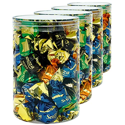 D' Luxy Pack 4 Botes de Polietileno Alimentario, 1,1 L (15x10 cm). Tarros con Tapa Transparente de Polietileno. Reciclables. 100% Libres de BPA