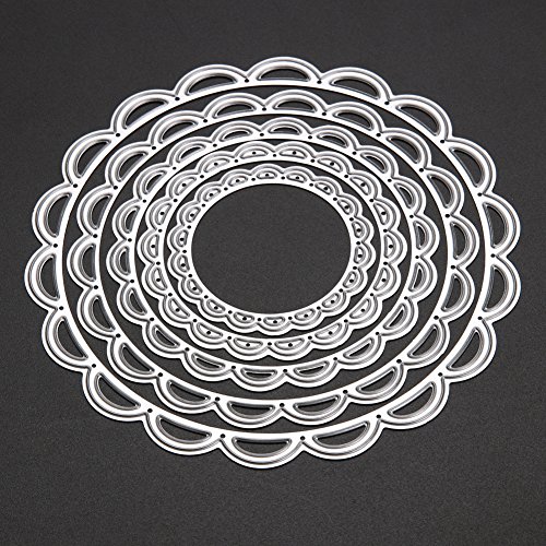 Demiawaking 5Pcs Metall Kreise Schneiden Schablonen DIY Sammelalbum Dekor Papier Karten, Metall Buchzeichen , Metall Lesezeichen als Geschenk fuer Freunde (Metall Kreise) - 2