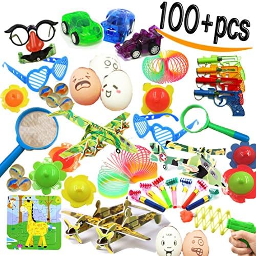 Over 100 Party Bag Fillers for Kids Toys for Goody Bags Assortment Party Bag Pinata Fillers Toys Easter Basket Toys Bulk Party Favors,Carnival Classroom Prizes for Kids Bulk (Design 1)
