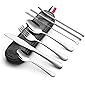 KOHMUI Outdoor Reisebesteck, Campingbesteck aus Edelstahl mit Filztasche, 7-teilige Besteckset mit 2 Löffel, Messer…
