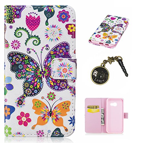 für Smartphone Samsung Galaxy A5 2017 Hülle, Leder Tasche für Samsung Galaxy A5 2017 Flip Cover Handyhülle Bookstyle mit Magnet Kartenfächer Standfunktion ( + Staubstecker)